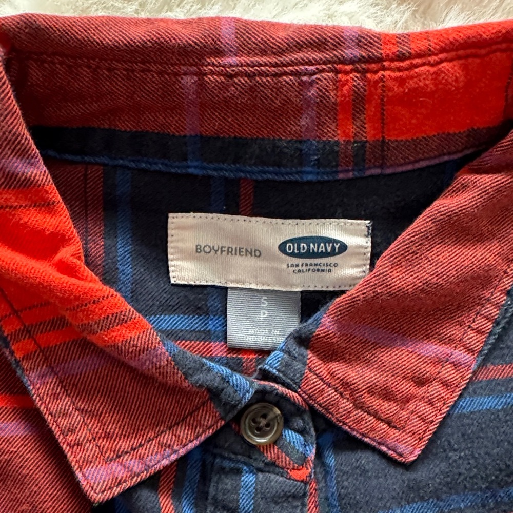 Old Navy Red and Blue Plaid Button-Down Shirt